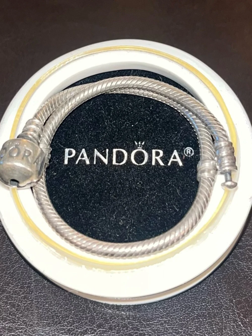Pandora Silver Snake Chain Bracelet with Barrel Clasp - Picture 2 of 2